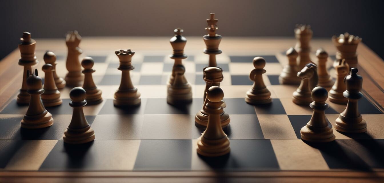 Chess pieces on a board