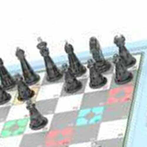 Chess pieces on a colorful board